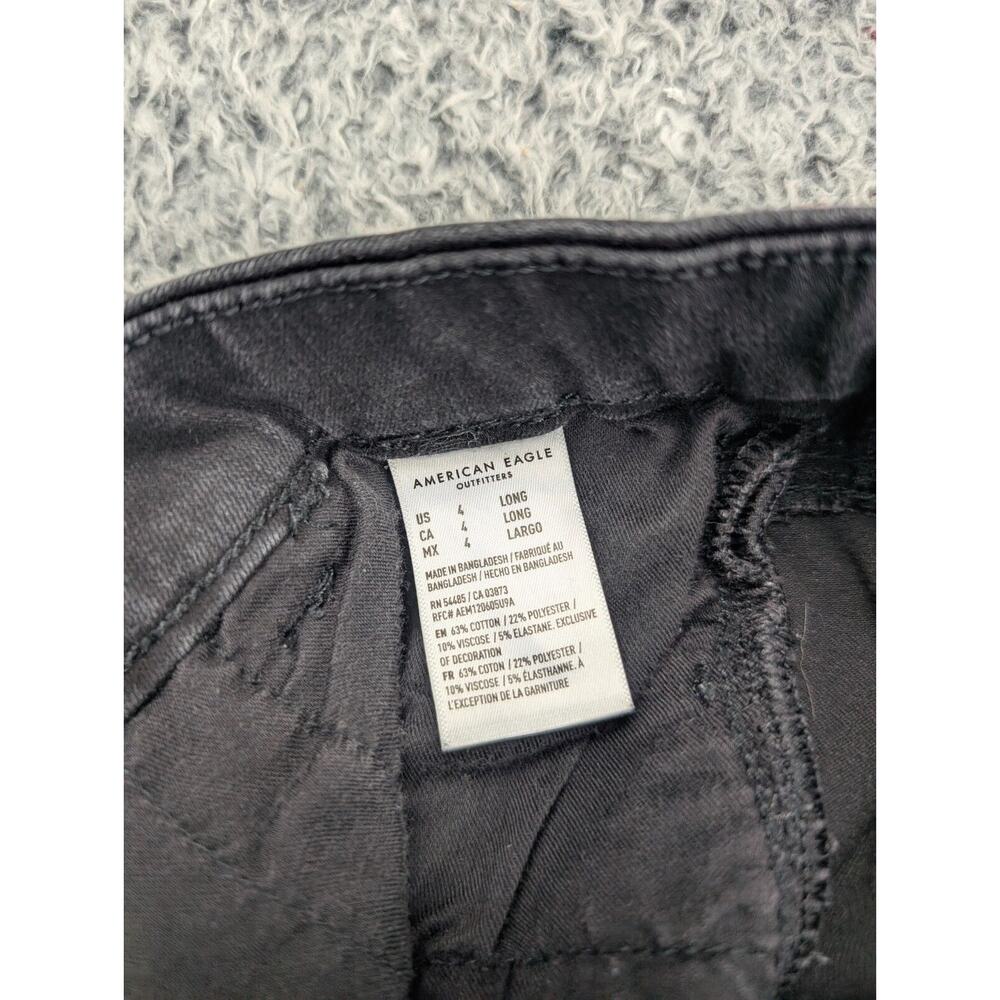 American Eagle Jeans Women 4 Black Distressed Denim Curvy Super Hi Rise Jegging - Picture 6 of 11